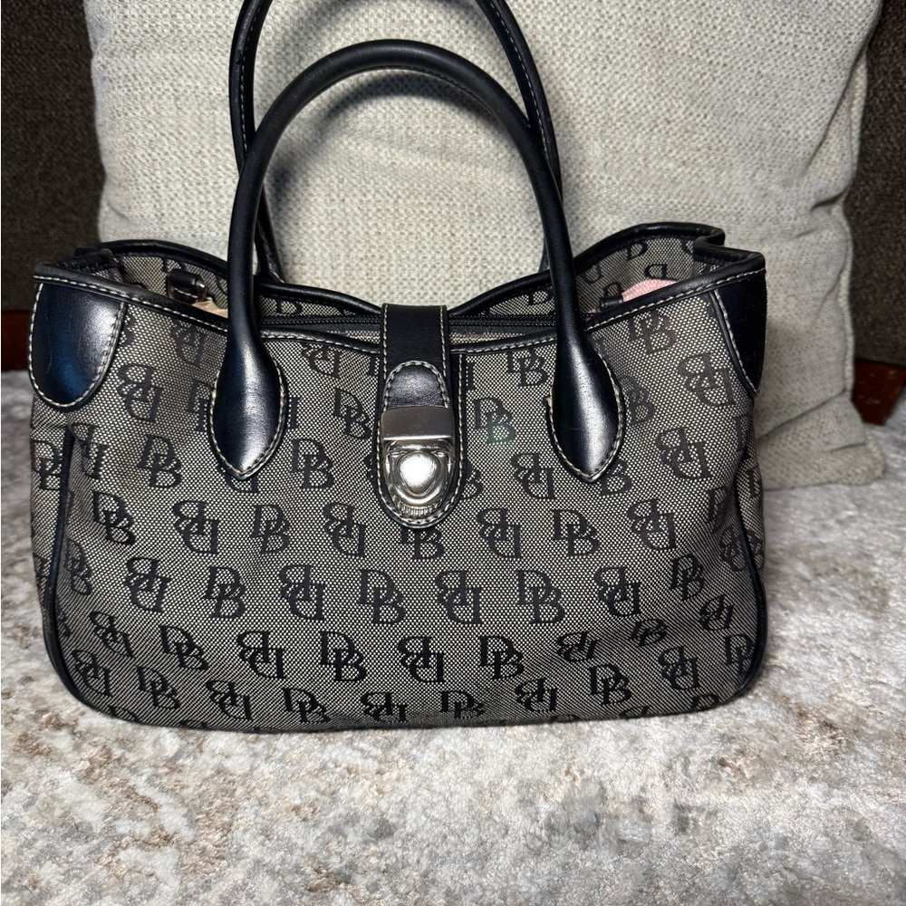 Dooney & Bourke Black and Gray Satchel with Monogram